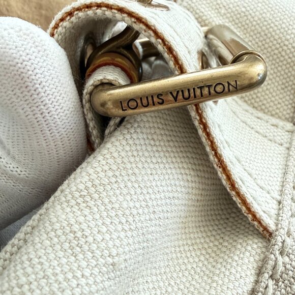 $2695 Authentic LOUIS VUITTON Paris Made in FRANCE VI0095 White Canvas Tote Bag - Picture 16 of 16